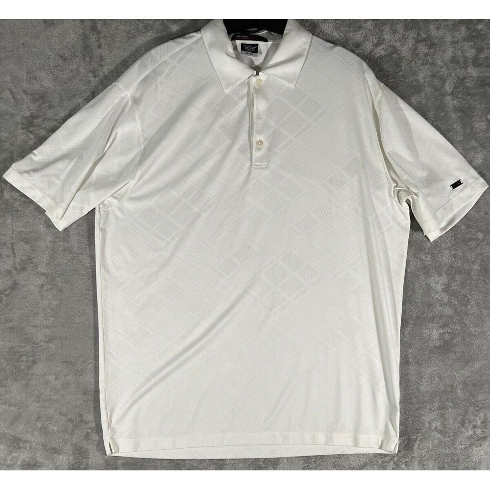 Tiger Woods Collection‎ Shirt Men's White Large Metal Tag Lightweight Polo Golf